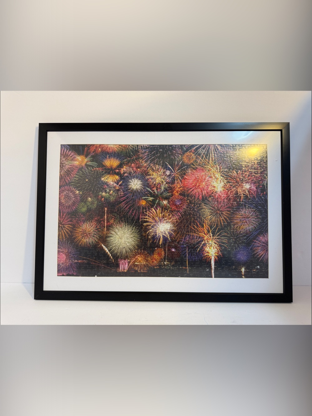 Framed Fireworks Wall Art Print - Multicolor